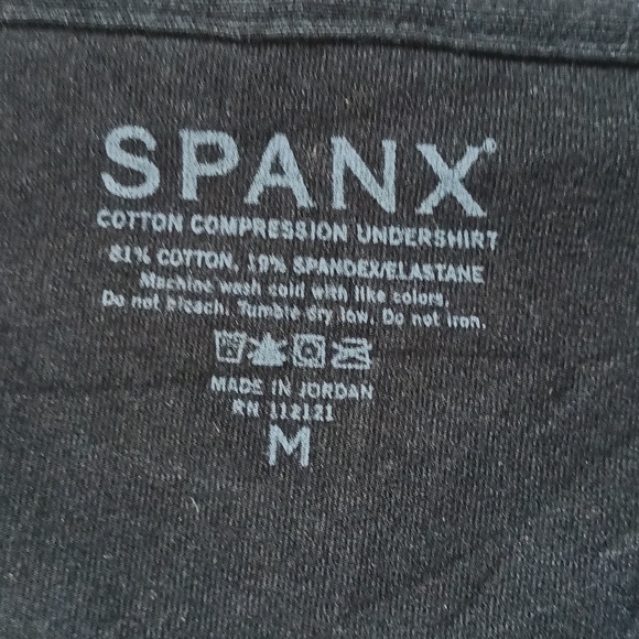 Spanx compression v-neck undershirt black short sleeve shape wear M - Picture 7 of 8
